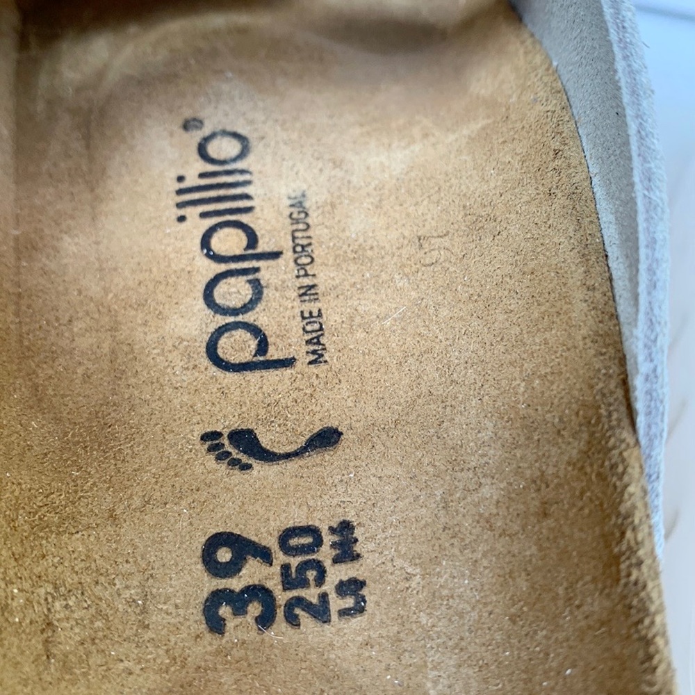 BIRKENSTOCK PAPILLIO Arizona Taupe Tan Suede Leather Chunky Platform Sandals - Picture 7 of 12
